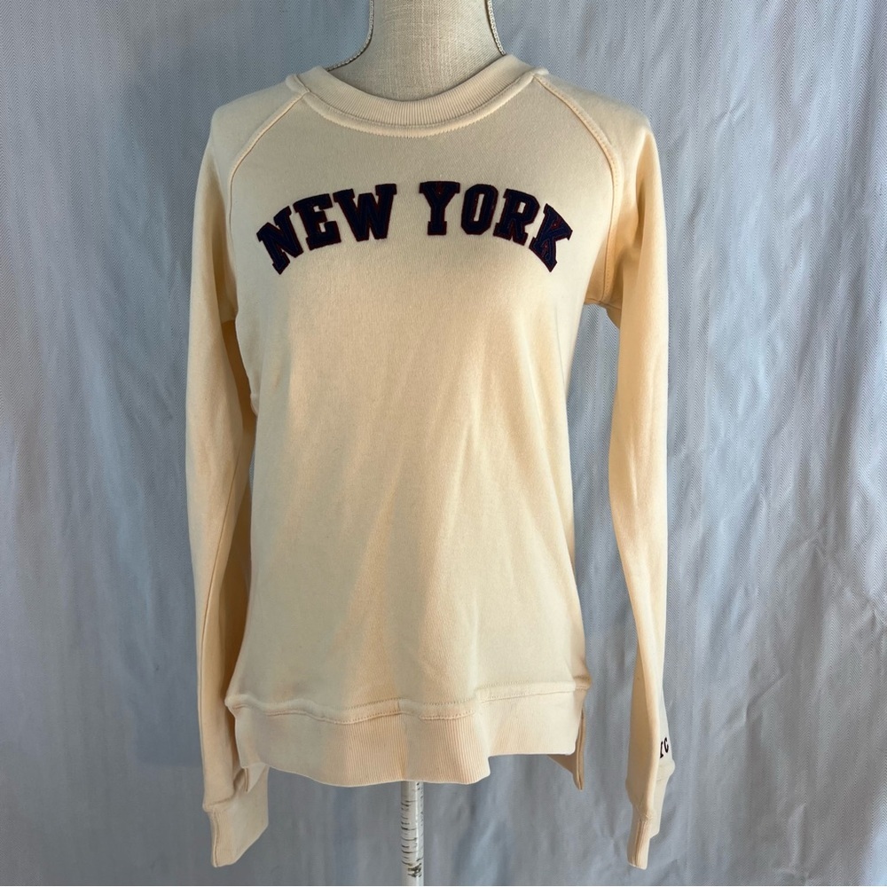 Valani Ivory New York Super Soft Long Sleeve Crew Neck Ribbed Sweatshirt S 👍